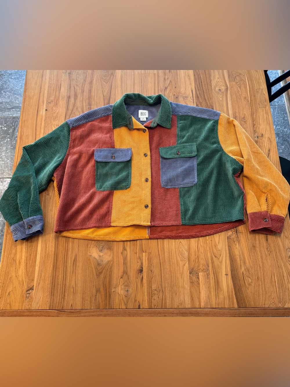 BDG Urban Outfitters Corduroy Button Down Shirt Women’s Small Oversized Cropped